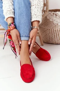 Zamszowe Mokasyny Sergio Leone MK722 Czerwone