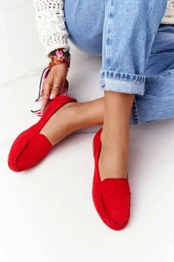 Zamszowe Mokasyny Sergio Leone MK722 Czerwone