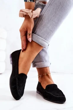 Zamszowe Mokasyny Sergio Leone MK722 Czarne