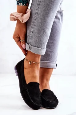 Zamszowe Mokasyny Sergio Leone MK722 Czarne