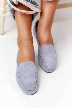 Zamszowe Mokasyny Sergio Leone MK722 Niebieskie