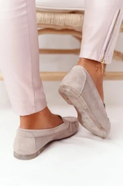 Zamszowe Mokasyny Sergio Leone MK722 Beżowe