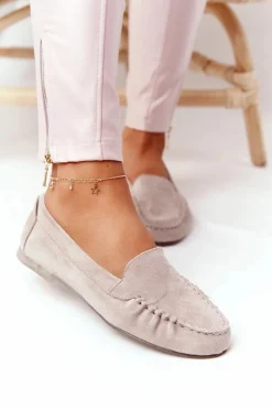 Zamszowe Mokasyny Sergio Leone MK722 Beżowe