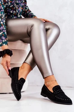 Zamszowe Mokasyny Z Dżetami La.Fi 210016B-SU Czarne