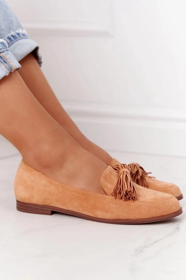 Zamszowe Mokasyny Z Frędzlami Camel Alicante