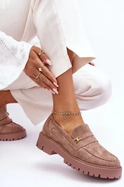 Zamszowe Mokasyny Z Ozdobą Brązowe Esperta