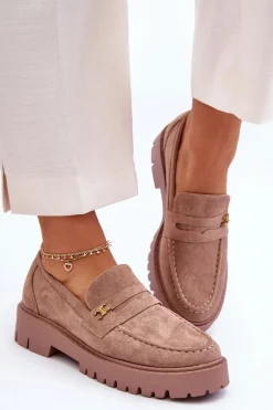 Zamszowe Mokasyny Z Ozdobą Brązowe Esperta