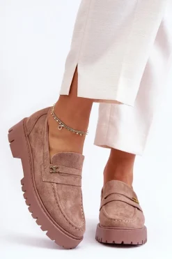 Zamszowe Mokasyny Z Ozdobą Brązowe Esperta