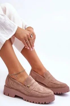 Zamszowe Mokasyny Z Ozdobą Brązowe Esperta