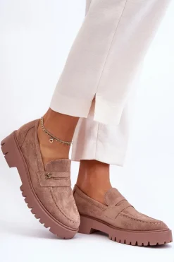 Zamszowe Mokasyny Z Ozdobą Brązowe Esperta