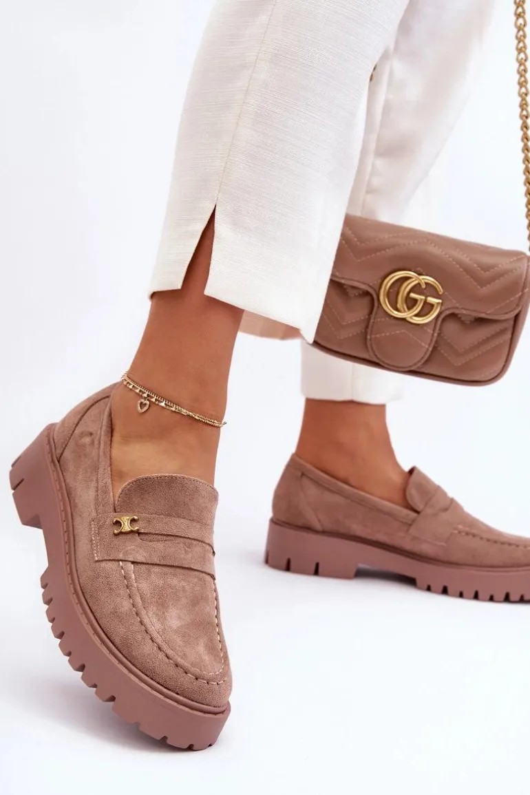 Zamszowe Mokasyny Z Ozdobą Brązowe Esperta