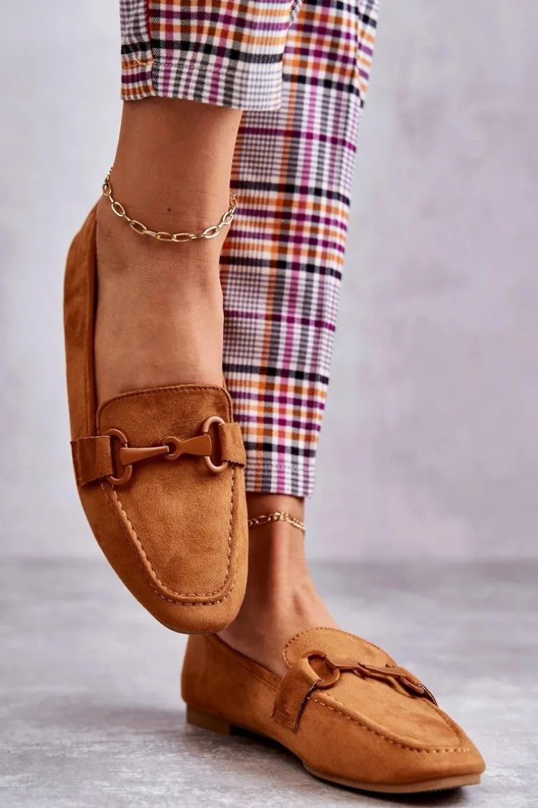 Zamszowe Mokasyny Z Ozdobą Camel Santi