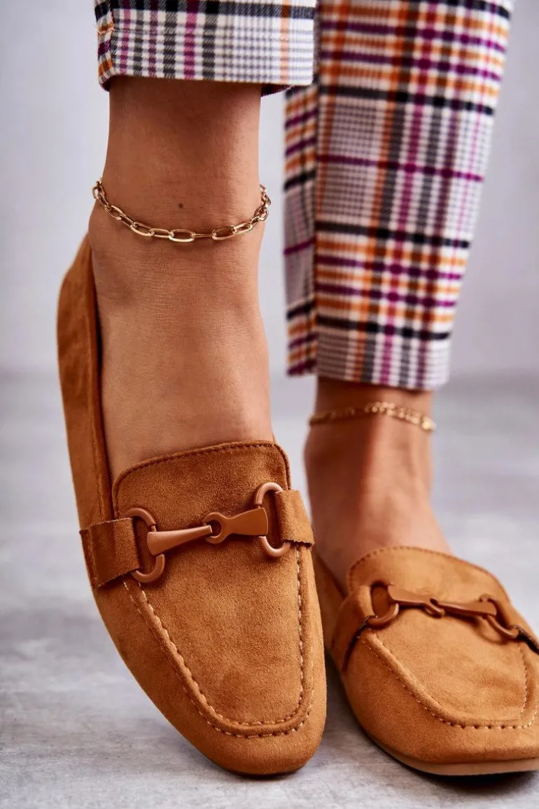 Zamszowe Mokasyny Z Ozdobą Camel Santi