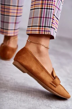 Zamszowe Mokasyny Z Ozdobą Camel Santi