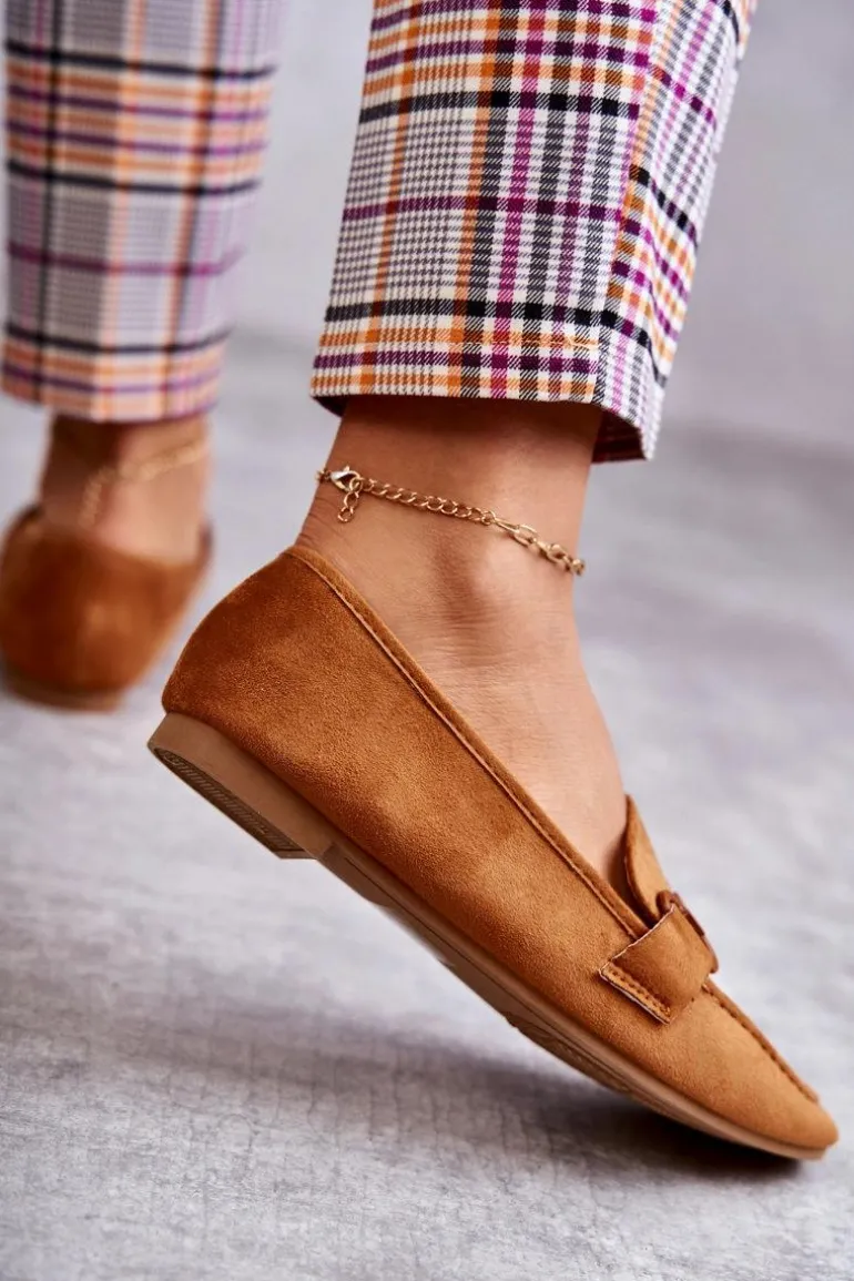 Zamszowe Mokasyny Z Ozdobą Camel Santi