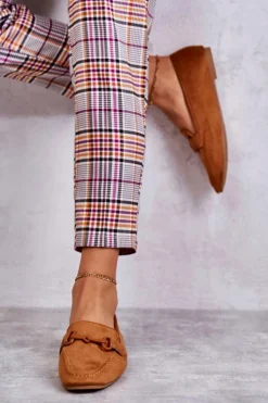 Zamszowe Mokasyny Z Ozdobą Camel Santi