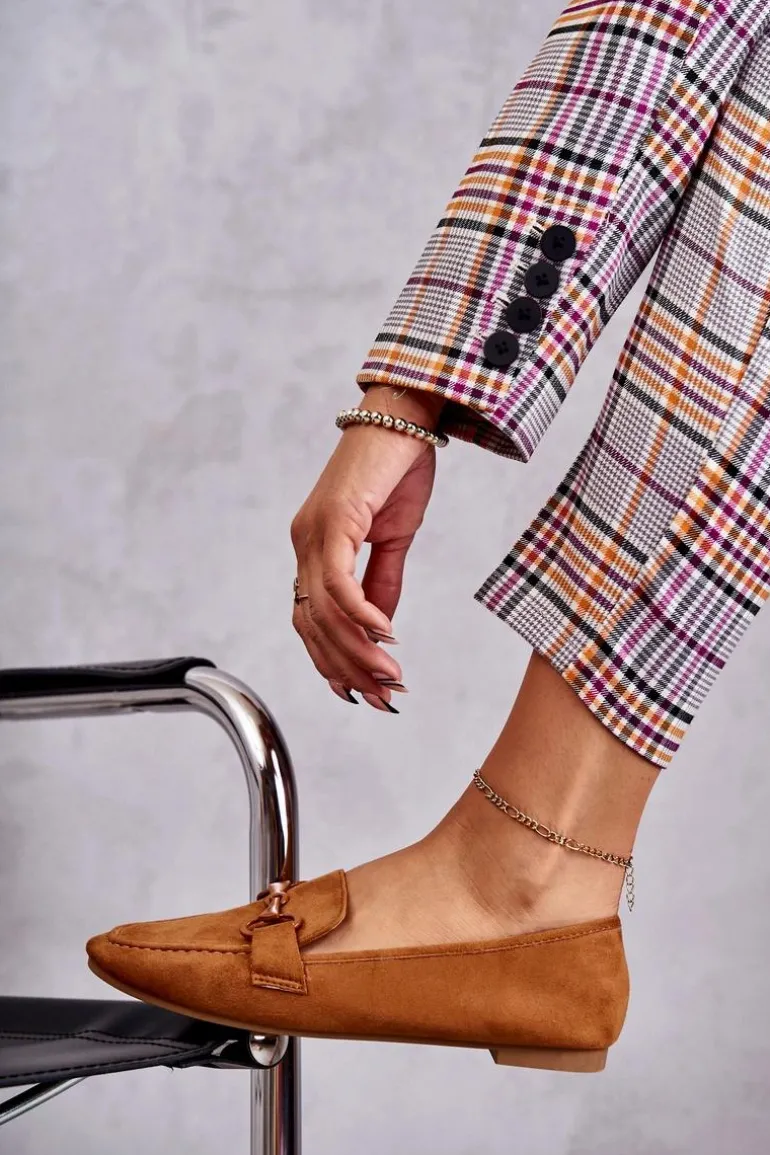 Zamszowe Mokasyny Z Ozdobą Camel Santi