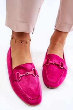 Zamszowe Mokasyny Z Ozdobą Fuksja Santi