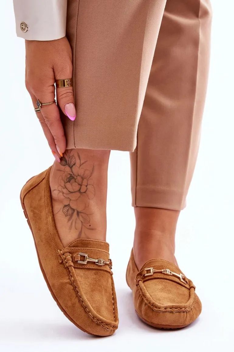 Zamszowe Mokasyny Z Ozdobą Brązowe Eleina