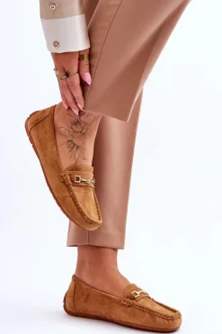 Zamszowe Mokasyny Z Ozdobą Brązowe Eleina