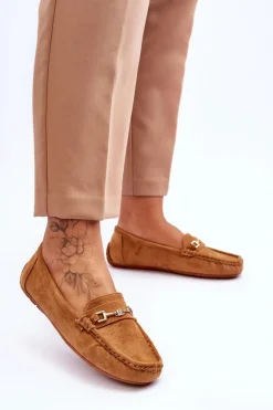 Zamszowe Mokasyny Z Ozdobą Brązowe Eleina