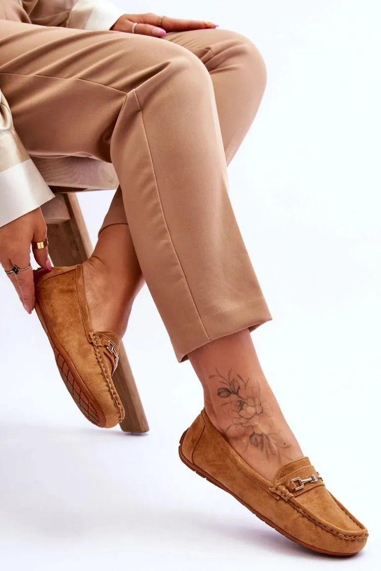 Zamszowe Mokasyny Z Ozdobą Brązowe Eleina