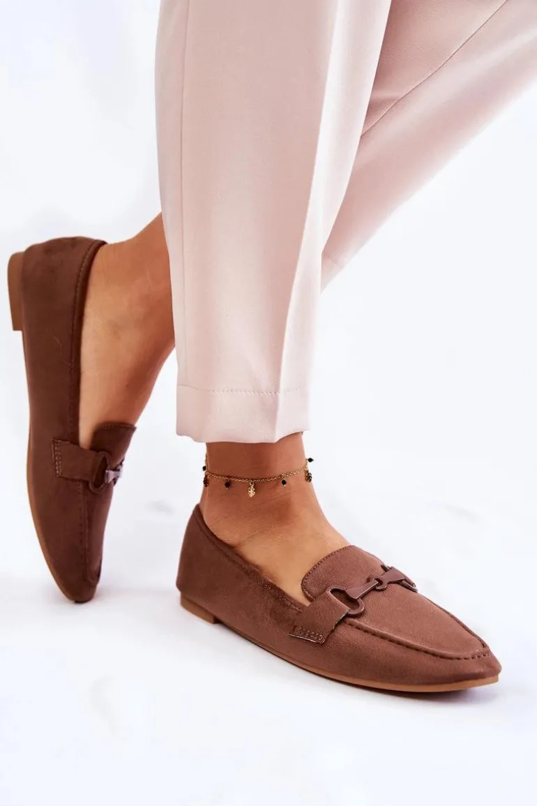 Zamszowe Mokasyny Z Ozdobą Brązowe Santi