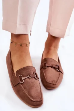 Zamszowe Mokasyny Z Ozdobą Brązowe Santi