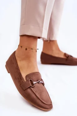 Zamszowe Mokasyny Z Ozdobą Brązowe Santi