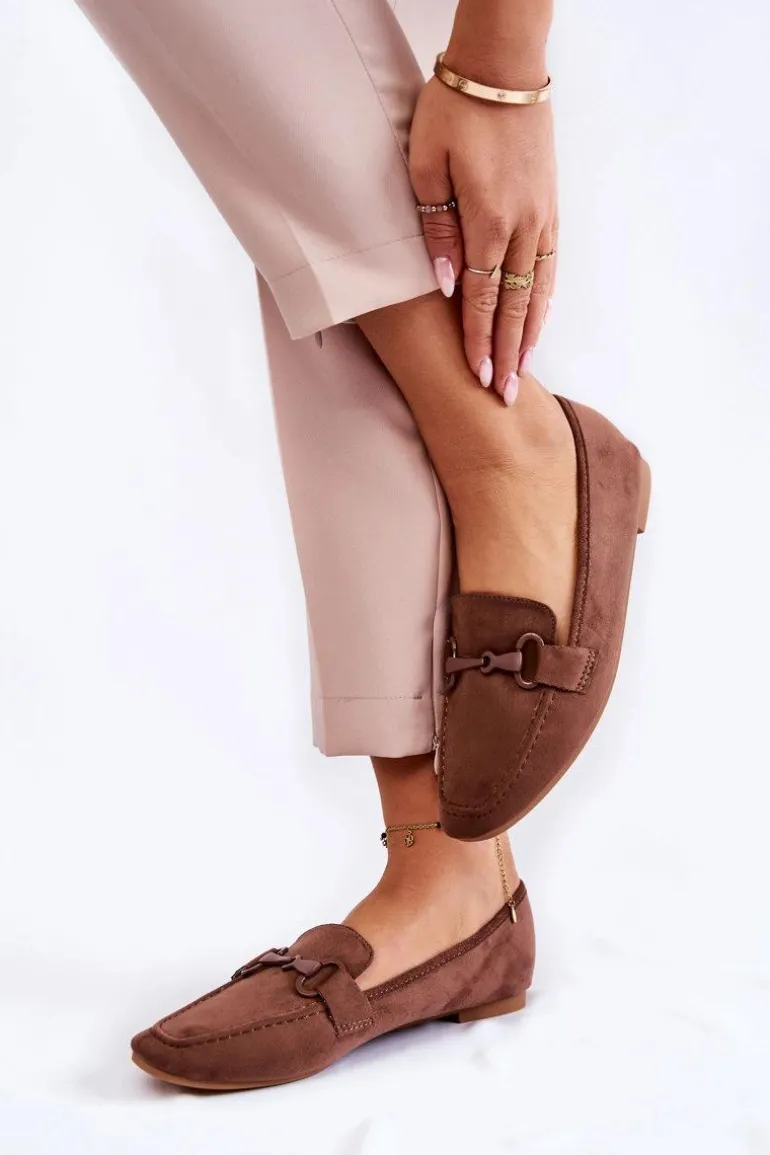 Zamszowe Mokasyny Z Ozdobą Brązowe Santi