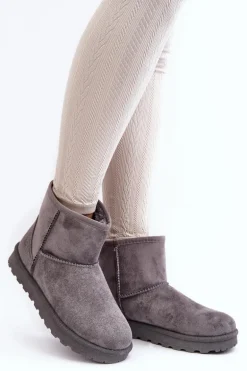 Zamszowe Śniegowce Damskie Ocieplane Szare Nanga