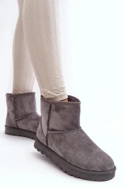 Zamszowe Śniegowce Damskie Ocieplane Szare Nanga