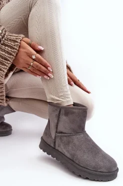 Zamszowe Śniegowce Damskie Ocieplane Szare Nanga