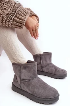 Zamszowe Śniegowce Damskie Ocieplane Szare Nanga