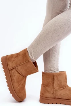 Zamszowe Śniegowce Damskie Ocieplane Camel Nanga