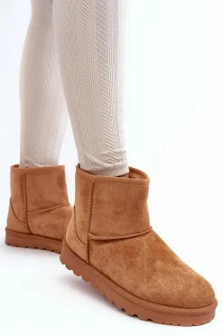 Zamszowe Śniegowce Damskie Ocieplane Camel Nanga