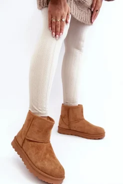 Zamszowe Śniegowce Damskie Ocieplane Camel Nanga