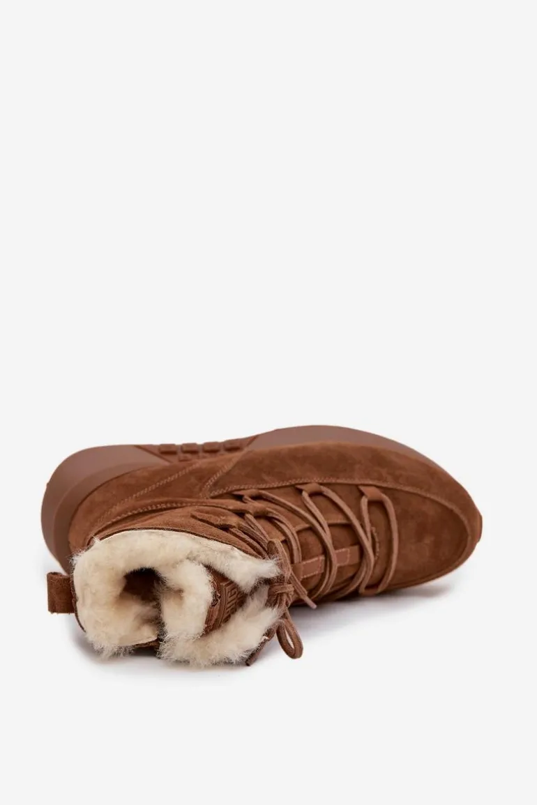 Zamszowe Śniegowce Damskie Z Futerkiem Big Star SS274318 Brązowe