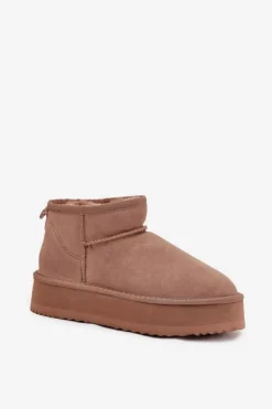 Zamszowe Śniegowce Damskie Na Platformie Vinceza 97962 Beżowe