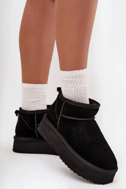 Zamszowe Śniegowce Damskie Na Platformie Vinceza 97962 Czarne