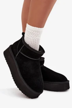 Zamszowe Śniegowce Damskie Na Platformie Vinceza 97962 Czarne