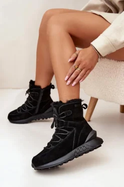 Zamszowe Śniegowce Damskie Z Futerkiem Big Star SS274319 Czarne