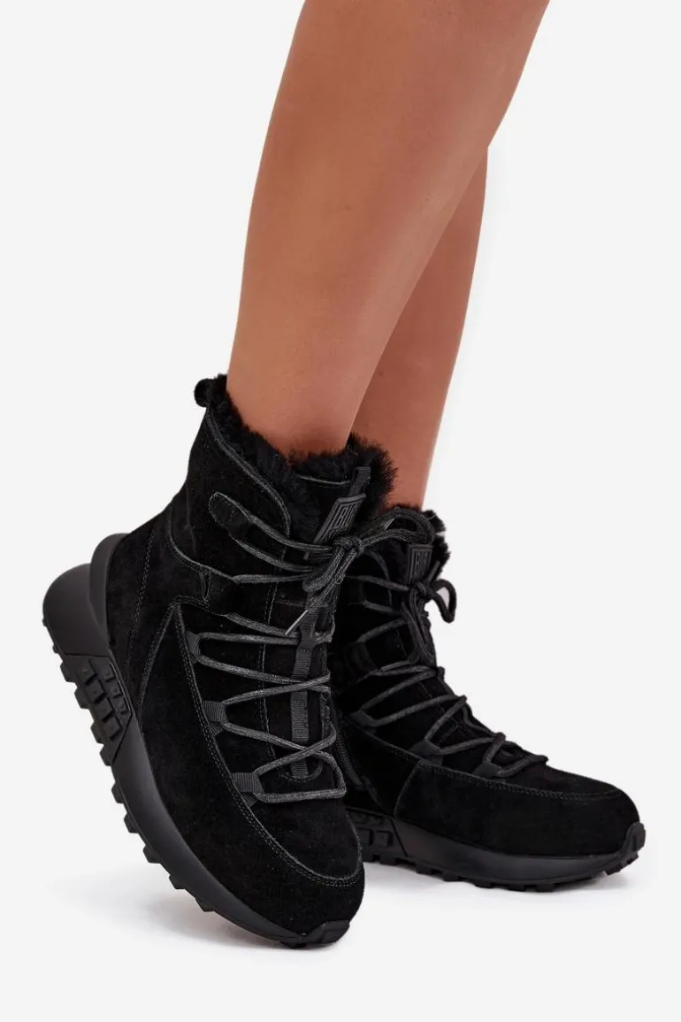 Zamszowe Śniegowce Damskie Z Futerkiem Big Star SS274319 Czarne