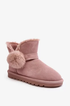 Zamszowe Śniegowce Damskie Z Wycięciami Różowe Eraclio