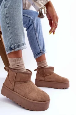 Zamszowe Śniegowce Na Platformie Ciemnobeżowe Corcoran