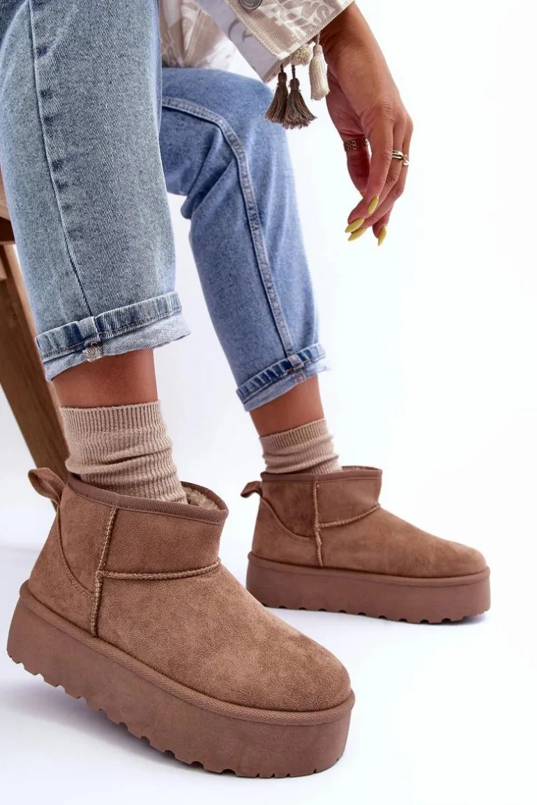 Zamszowe Śniegowce Na Platformie Ciemnobeżowe Corcoran