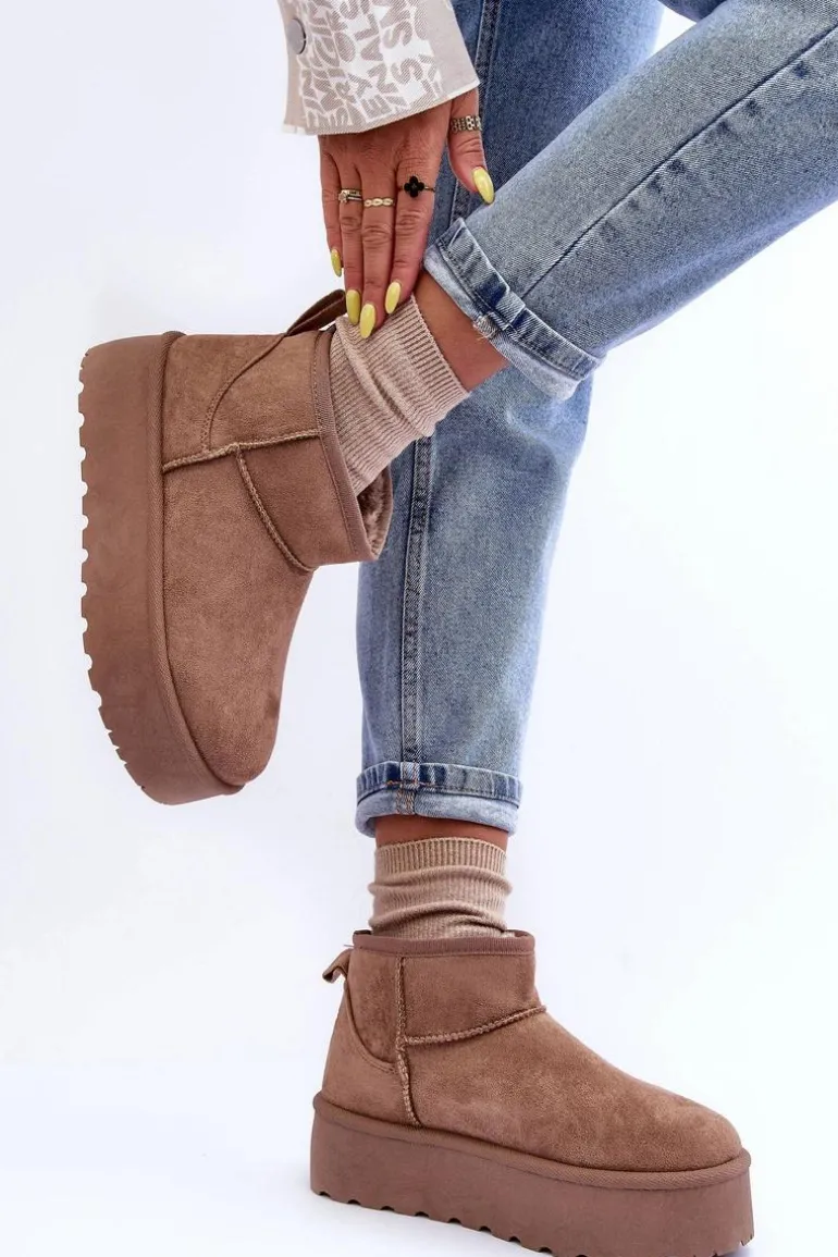 Zamszowe Śniegowce Na Platformie Ciemnobeżowe Corcoran