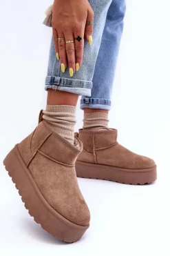 Zamszowe Śniegowce Na Platformie Ciemnobeżowe Corcoran