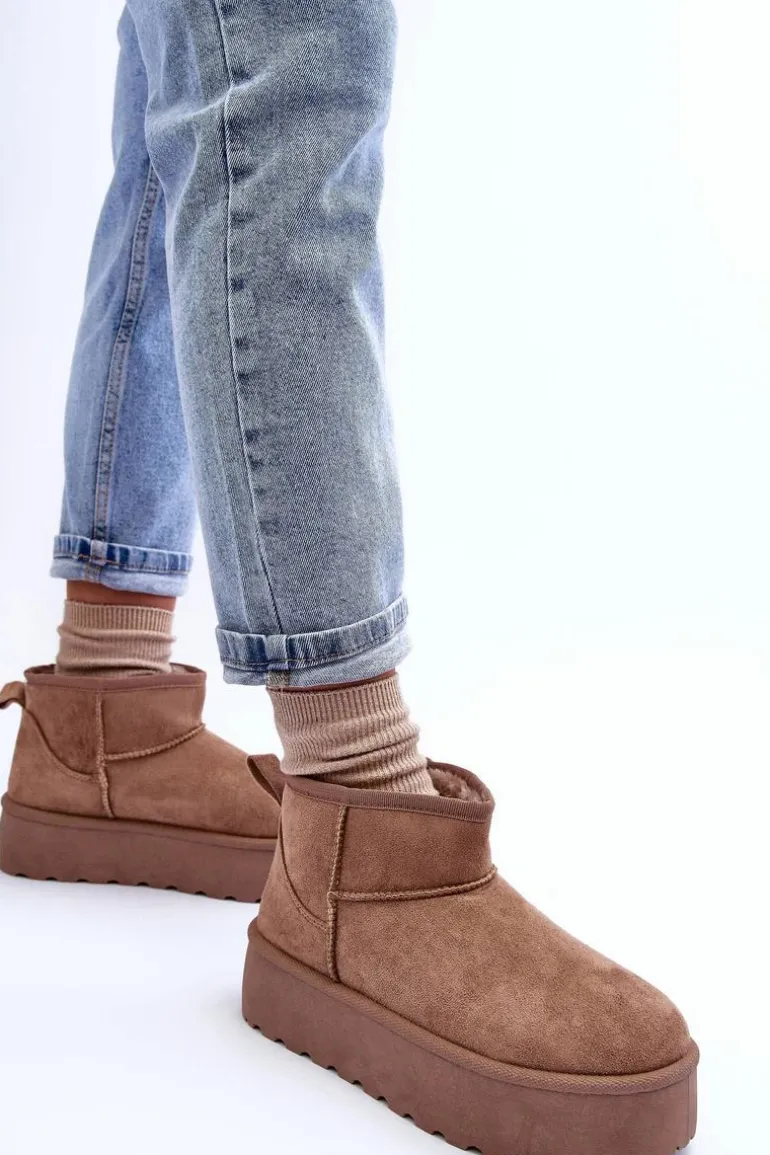 Zamszowe Śniegowce Na Platformie Ciemnobeżowe Corcoran