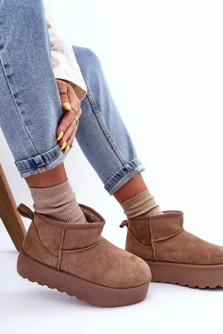 Zamszowe Śniegowce Na Platformie Ciemnobeżowe Corcoran